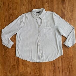 Lafayette 148 NY striped button up shirt top size XL